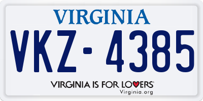 VA license plate VKZ4385