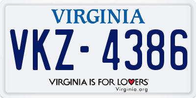 VA license plate VKZ4386