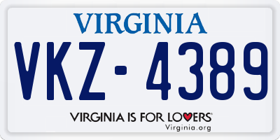 VA license plate VKZ4389