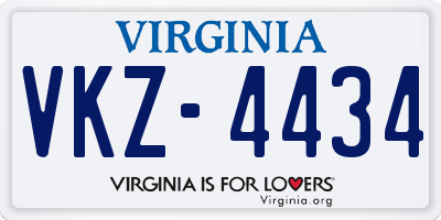 VA license plate VKZ4434