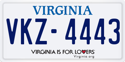 VA license plate VKZ4443