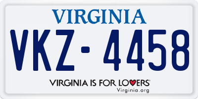 VA license plate VKZ4458