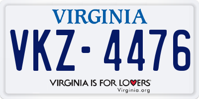 VA license plate VKZ4476
