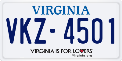 VA license plate VKZ4501