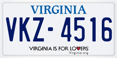 VA license plate VKZ4516