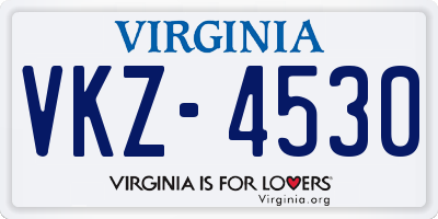 VA license plate VKZ4530