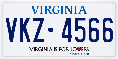 VA license plate VKZ4566