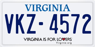 VA license plate VKZ4572
