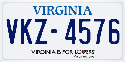 VA license plate VKZ4576