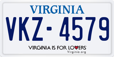 VA license plate VKZ4579