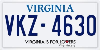 VA license plate VKZ4630
