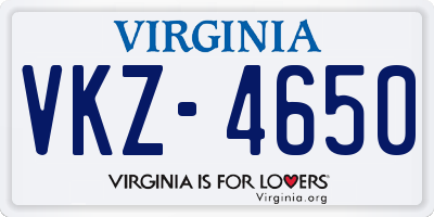 VA license plate VKZ4650