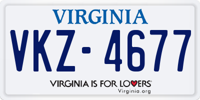VA license plate VKZ4677