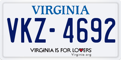 VA license plate VKZ4692