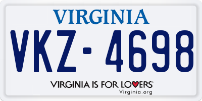 VA license plate VKZ4698