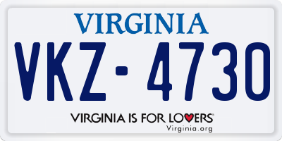 VA license plate VKZ4730