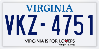 VA license plate VKZ4751
