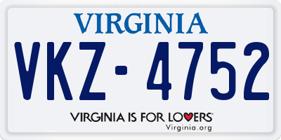 VA license plate VKZ4752