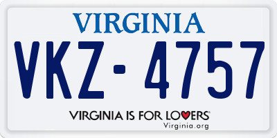 VA license plate VKZ4757