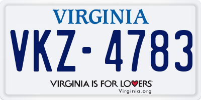 VA license plate VKZ4783