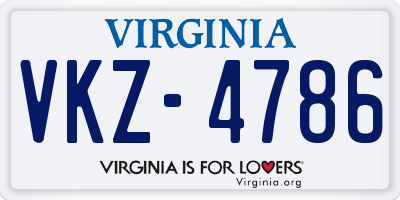 VA license plate VKZ4786