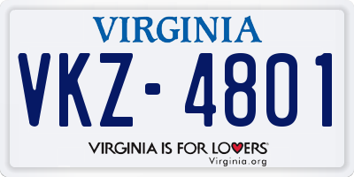 VA license plate VKZ4801