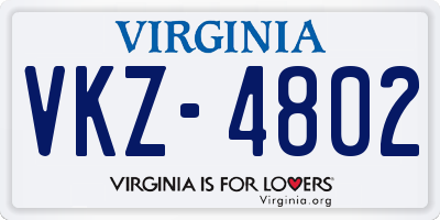 VA license plate VKZ4802