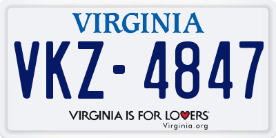 VA license plate VKZ4847