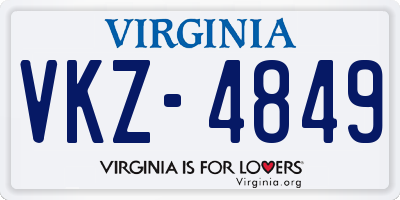 VA license plate VKZ4849