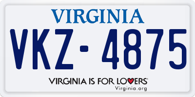 VA license plate VKZ4875