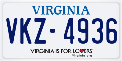 VA license plate VKZ4936