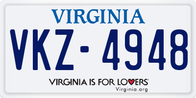 VA license plate VKZ4948