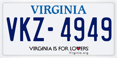 VA license plate VKZ4949