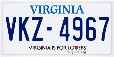 VA license plate VKZ4967