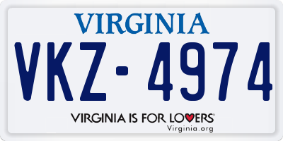 VA license plate VKZ4974