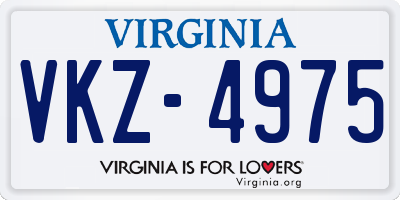 VA license plate VKZ4975