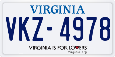 VA license plate VKZ4978
