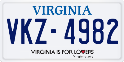VA license plate VKZ4982