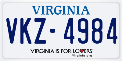 VA license plate VKZ4984