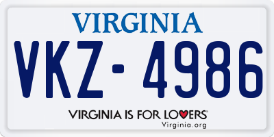 VA license plate VKZ4986