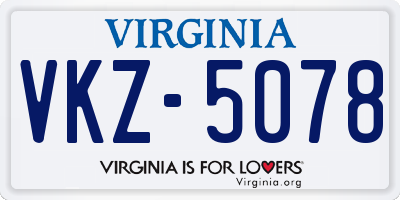 VA license plate VKZ5078