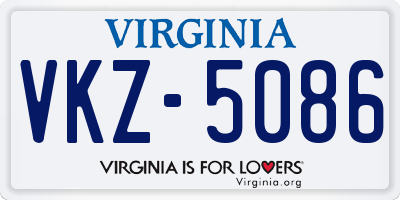 VA license plate VKZ5086