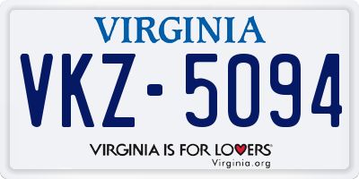 VA license plate VKZ5094