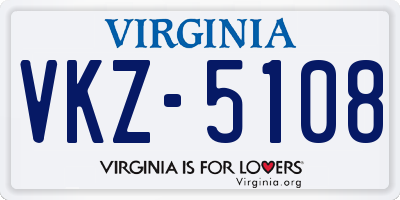 VA license plate VKZ5108