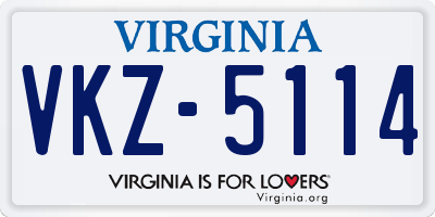VA license plate VKZ5114