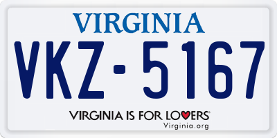 VA license plate VKZ5167
