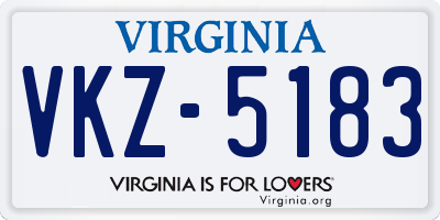 VA license plate VKZ5183
