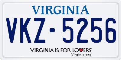 VA license plate VKZ5256