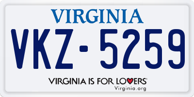 VA license plate VKZ5259