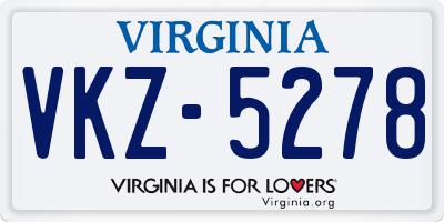 VA license plate VKZ5278